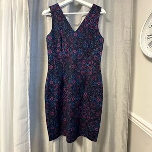 Banana Republic Navy Paisley V-Neck Midi Dress